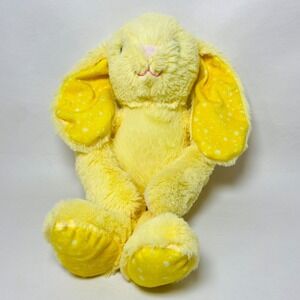 Kellytoy Yellow Bunny Rabbit Plush Stuffed Animal Floppy Ears Feet Polka Dot 12"